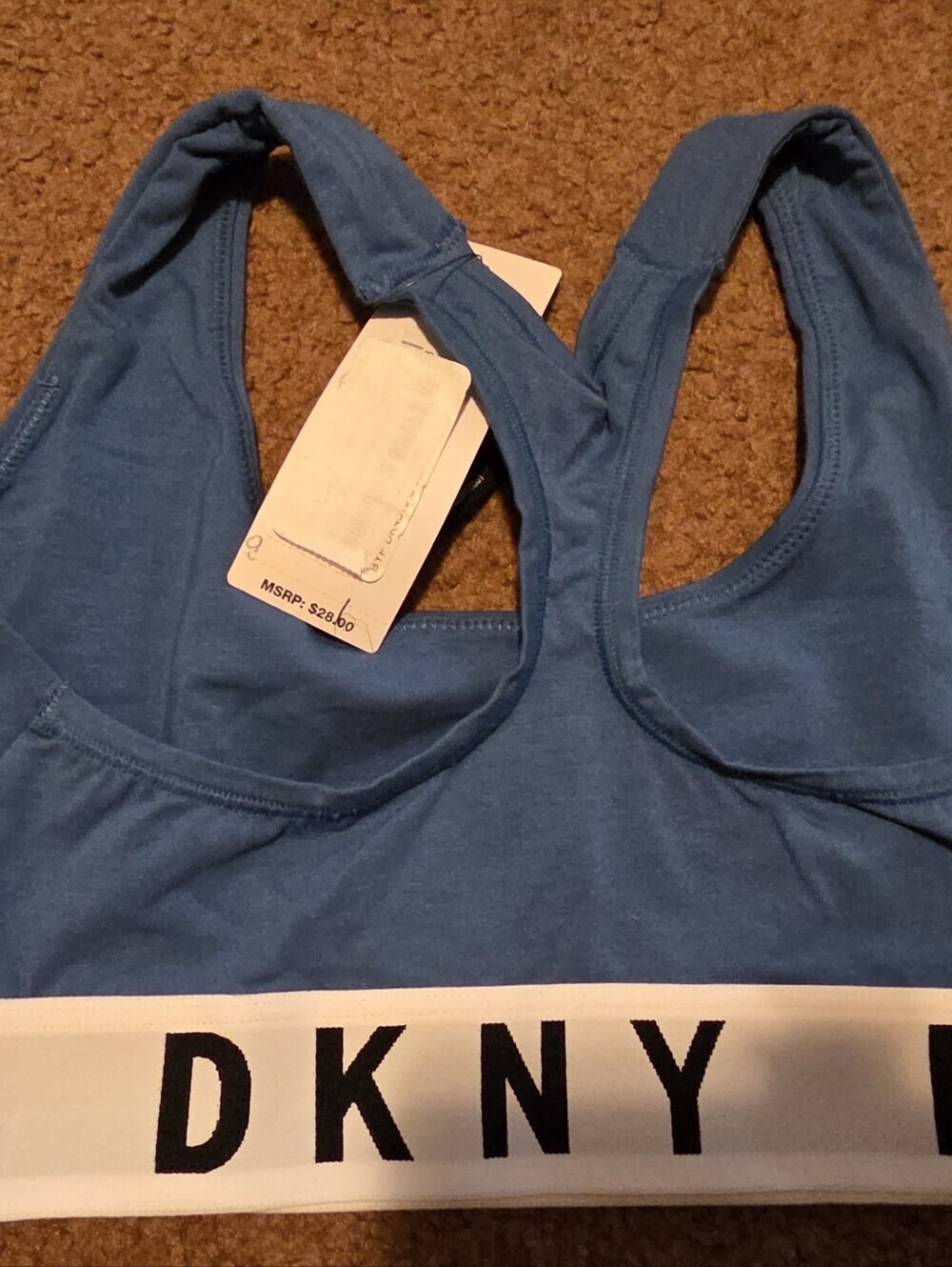 NWT-DKNY  Blue Sports Bra with Logo Band - Picture 12 of 16